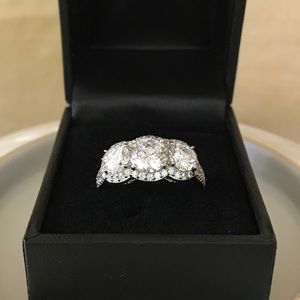 Victoria Wieck Three Stone Halo Diamond Ring